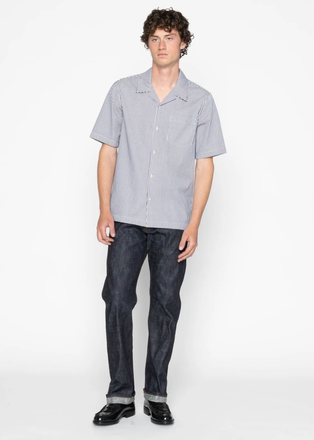 Aloha Shirt Double Double Stripes - Blue - Naked and Famous Denim Canada - Danali - 120140031-BLU