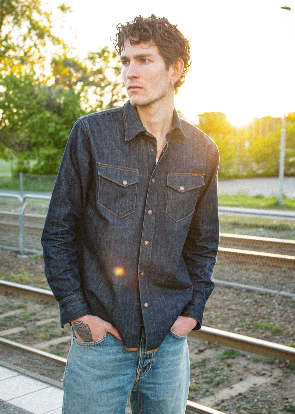 Gunnar Denim Shirt Dry Streaky - Blue - Nudie Jeans Canada - Danali - 140921