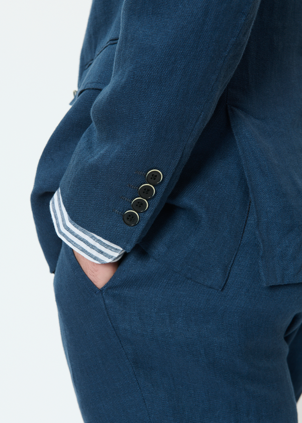 Garet Double Breasted Linen Blazer - Dark Navy - Matinique Canada - Danali - 30209015