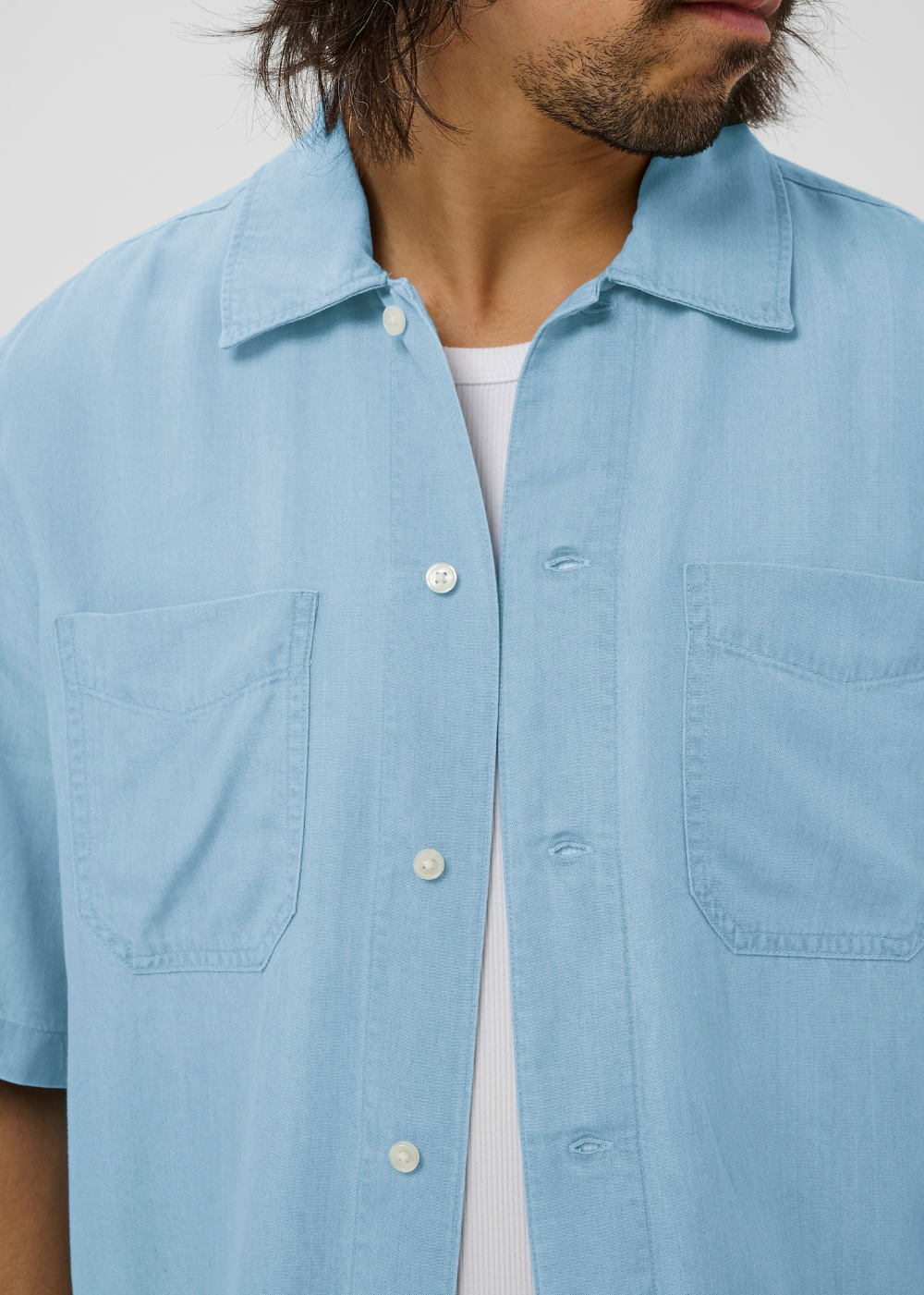 Pelton Short Sleeve Heritage Shirt - Light Washed Denim - Matinique Canada - Danali - 30209094