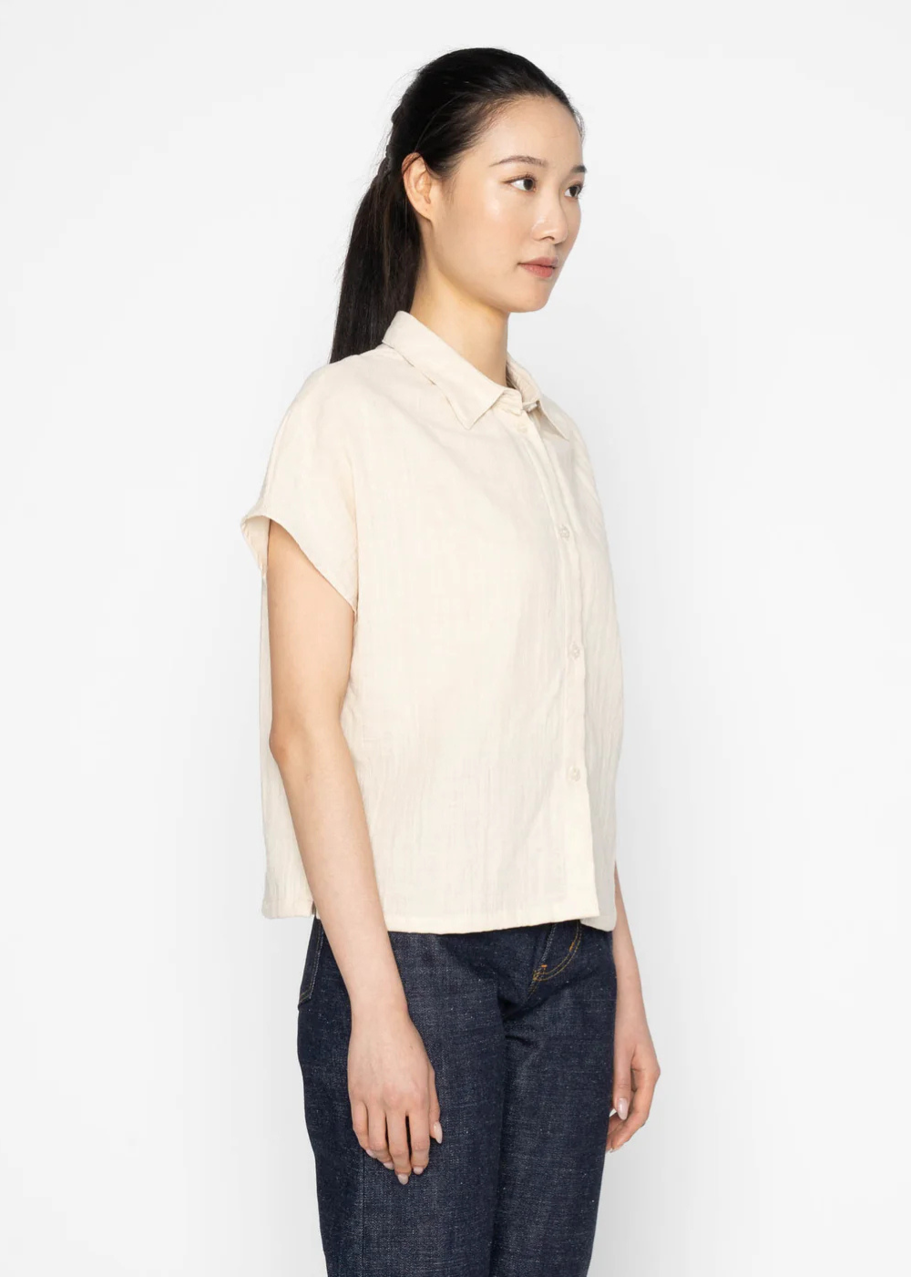 Billie Shirt Double Weave Gauze - White - Naked and Famous Denim Canada - Danali - 320225732-WHT