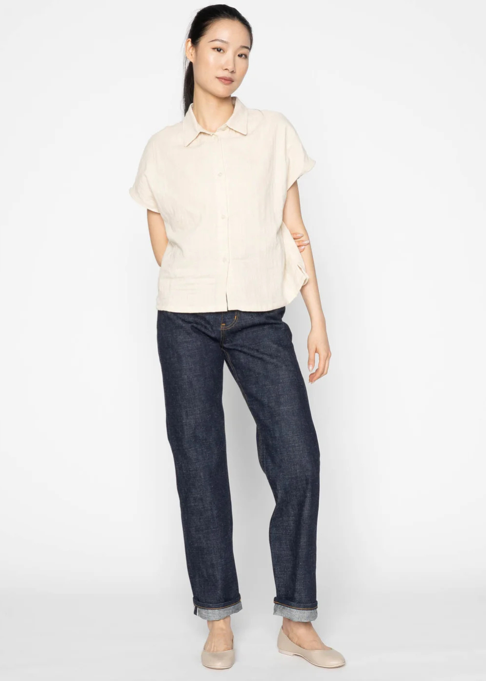 Billie Shirt Double Weave Gauze - White - Naked and Famous Denim Canada - Danali - 320225732-WHT