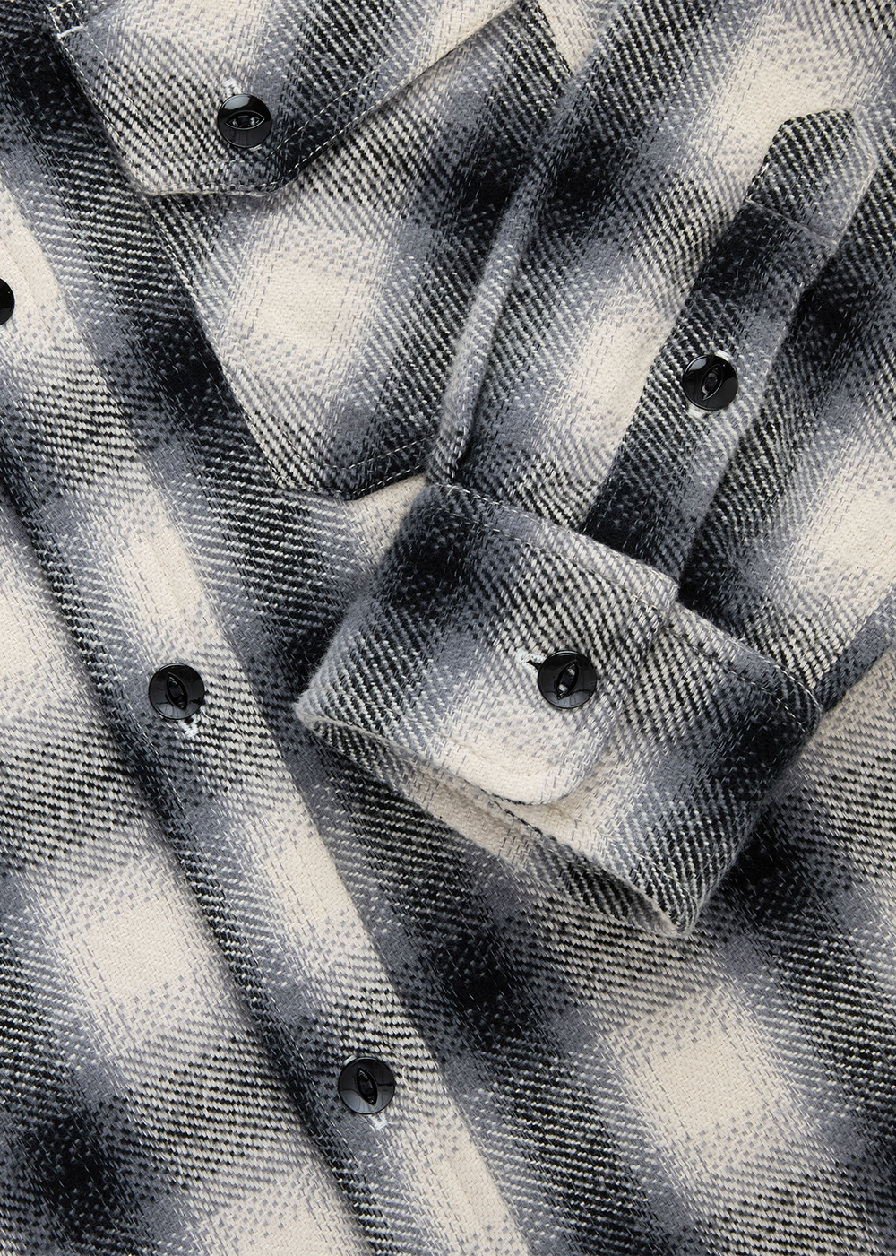 Crosscut Flannel Plaid Shirt - Cream/Black - 3sixteen Canada - Danali