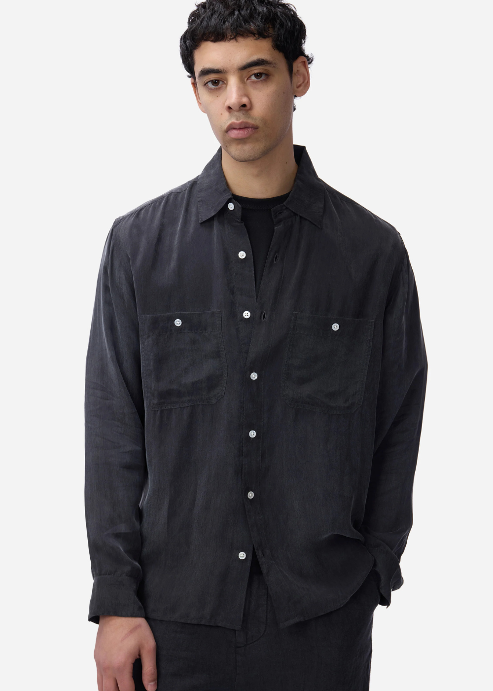 Cupro Utility Shirt - Black - 3sixteen Canada - Danali