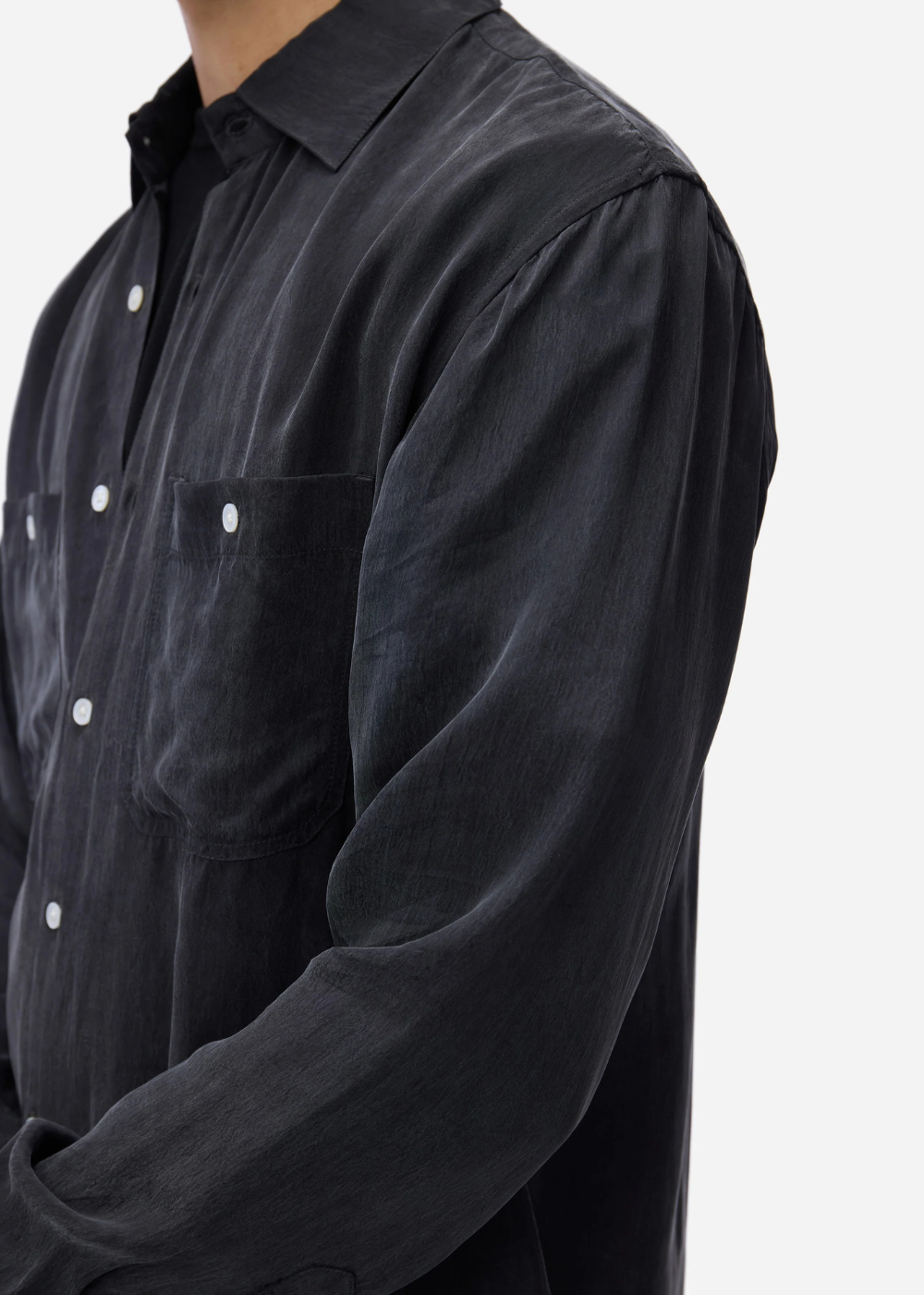 Cupro Utility Shirt - Black - 3sixteen Canada - Danali
