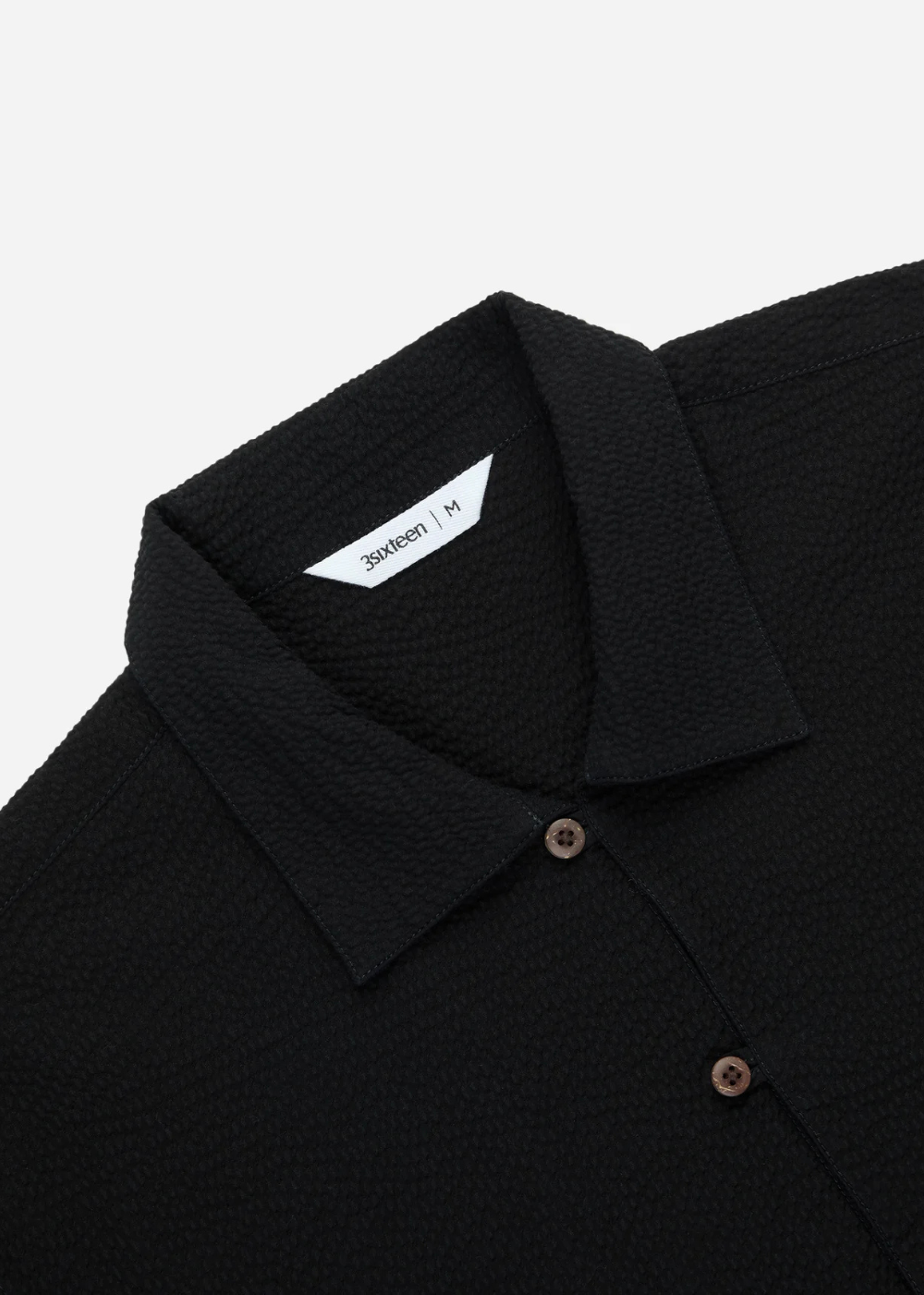 Seersucker Short Sleeve Loop Shirt - Black - 3sixteen Canada - Danali