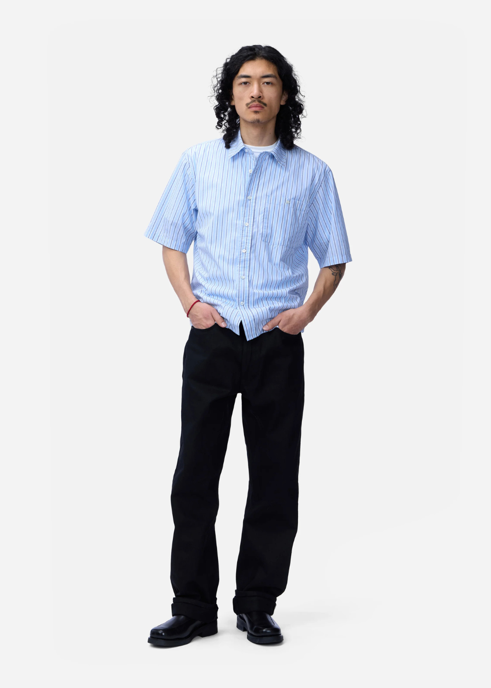 Short Sleeve Commuter Shirt - Blue Stripe - 3sixteen Canada - Danali