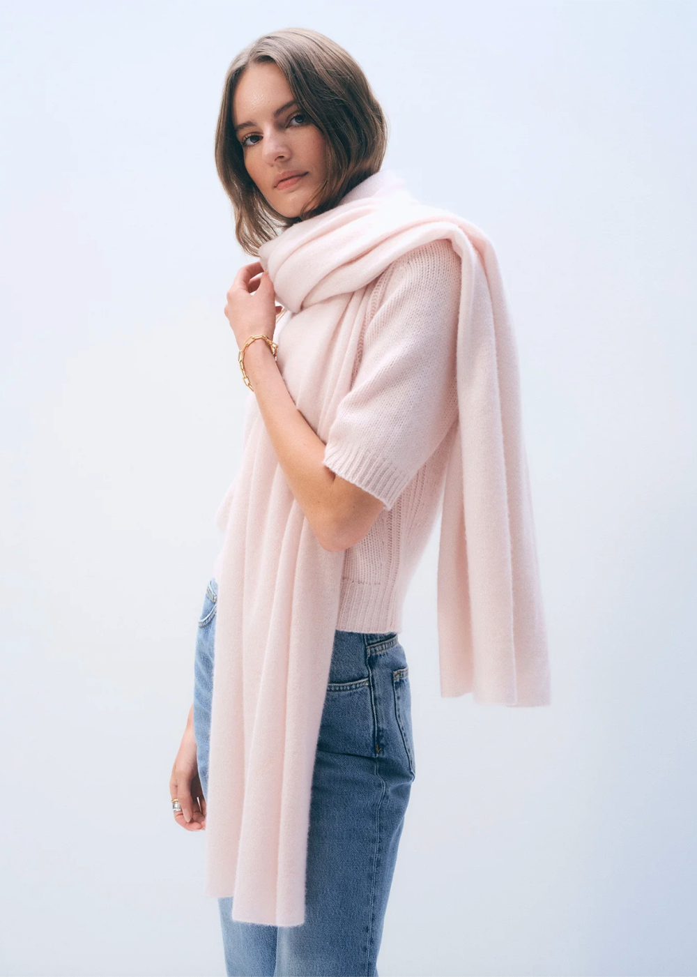 Cashmere Travel Wrap - Pink Sand - White Warren Canada - Danali - 4547T