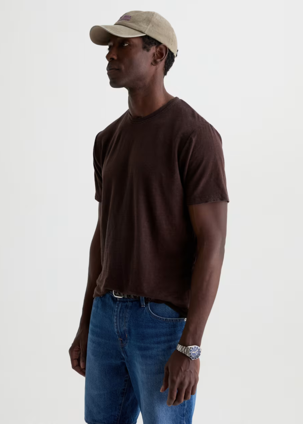 Bryce Crew Linen T-Shirt - Oak Barrel - AG Jeans Canada - Danali - 70240PLJOAKB