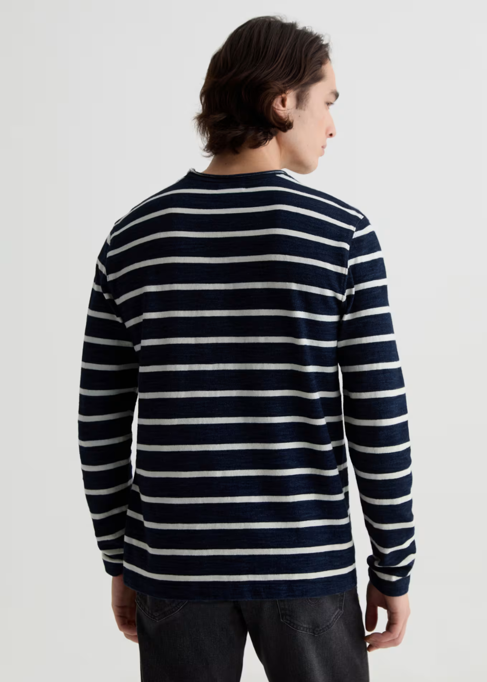 Danny Long Sleeve T-Shirt - Navy/Natural Stripe - AG Jeans Canada - Danali - 71683IWYNNTS