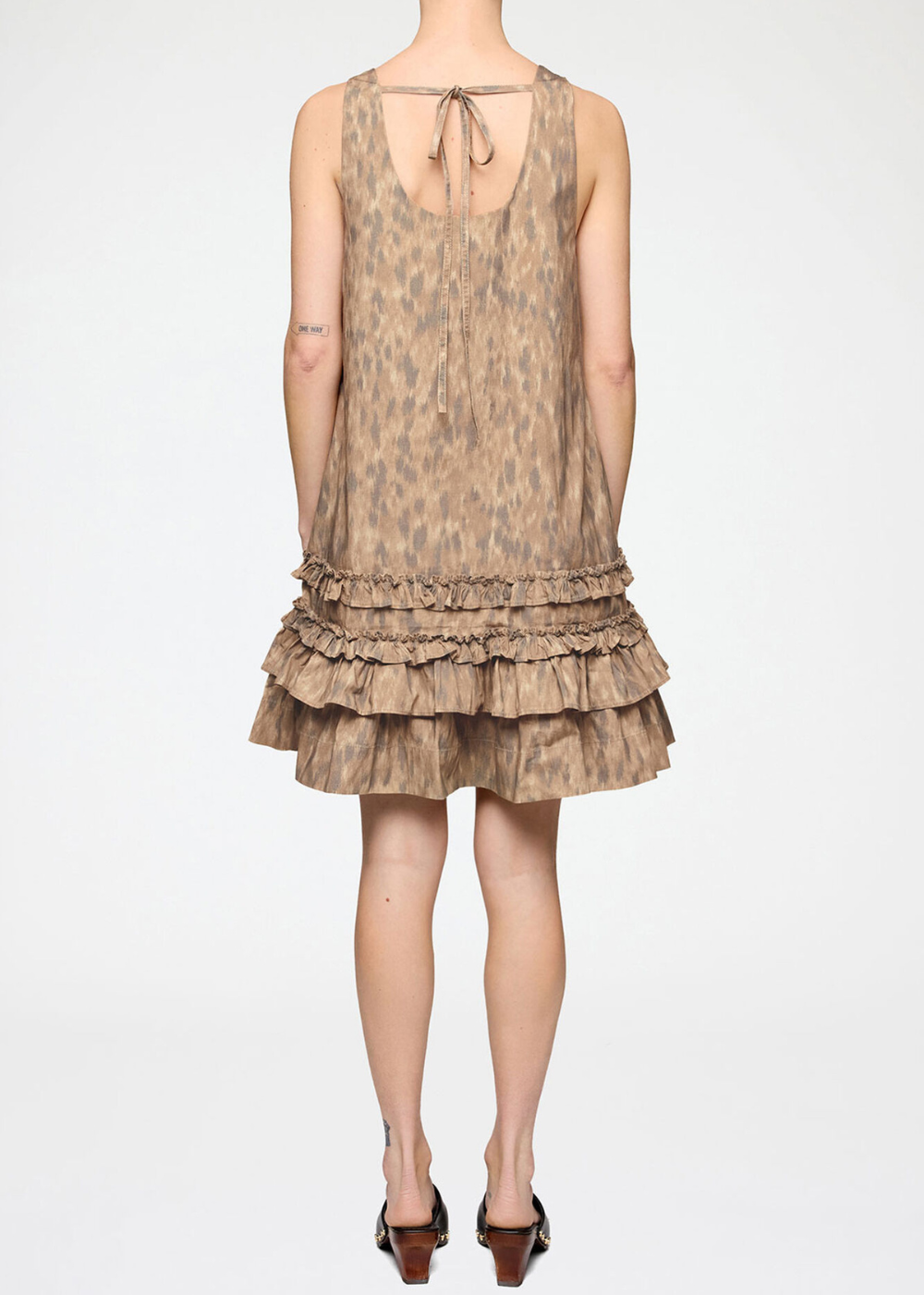 Printed Stretch Cotton U-neck Mini Dress - Burro - GANNI Canada - Danali - A1030480