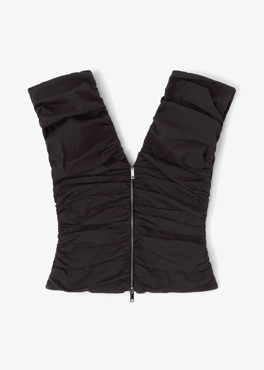 Stretch Cotton Ruched Top - Black - GANNI Canada - Danali - A1040071