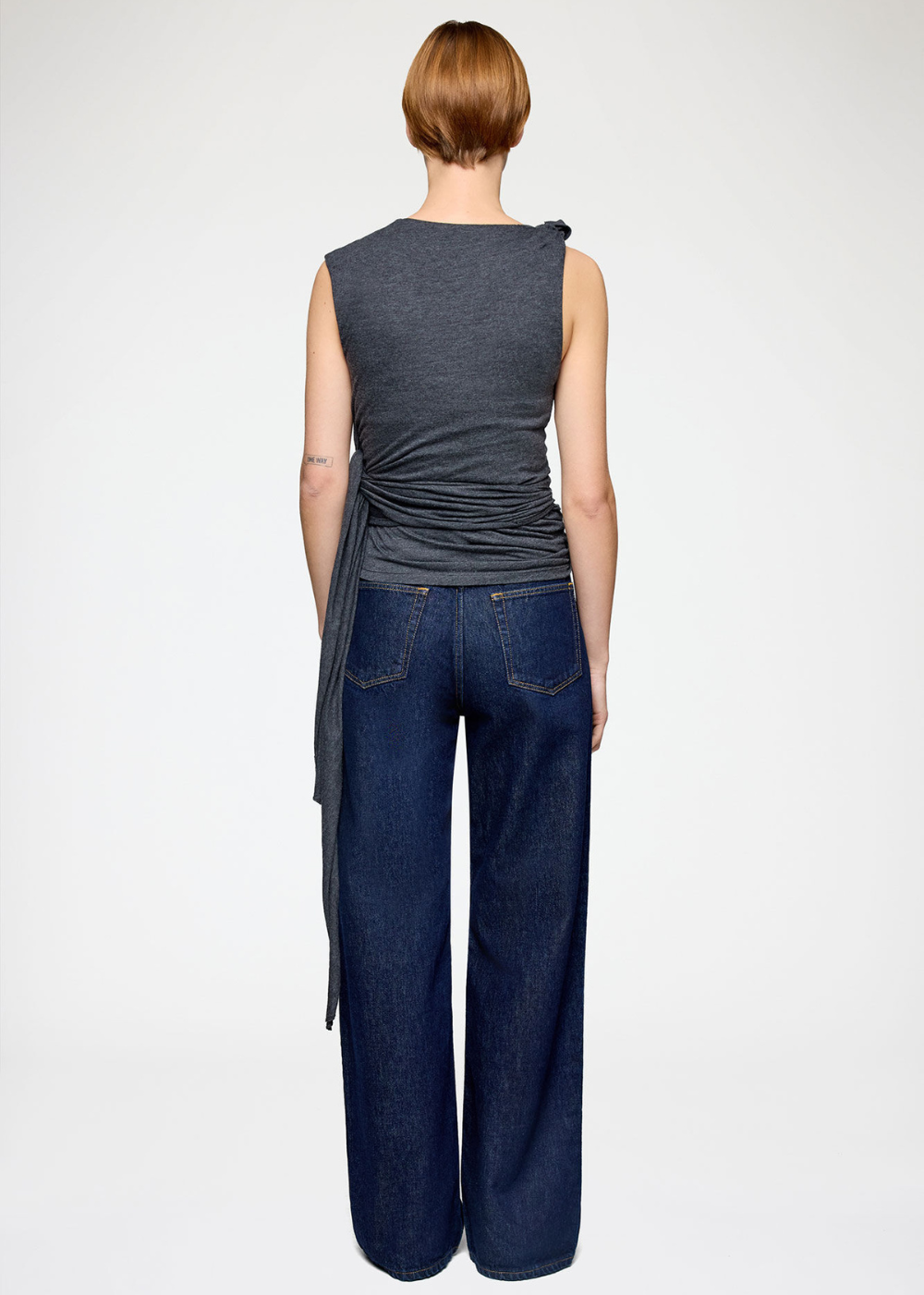 Modal Jersey Draped Knot Detailing Top - Phantom - GANNI Canada - Danali - A1040288