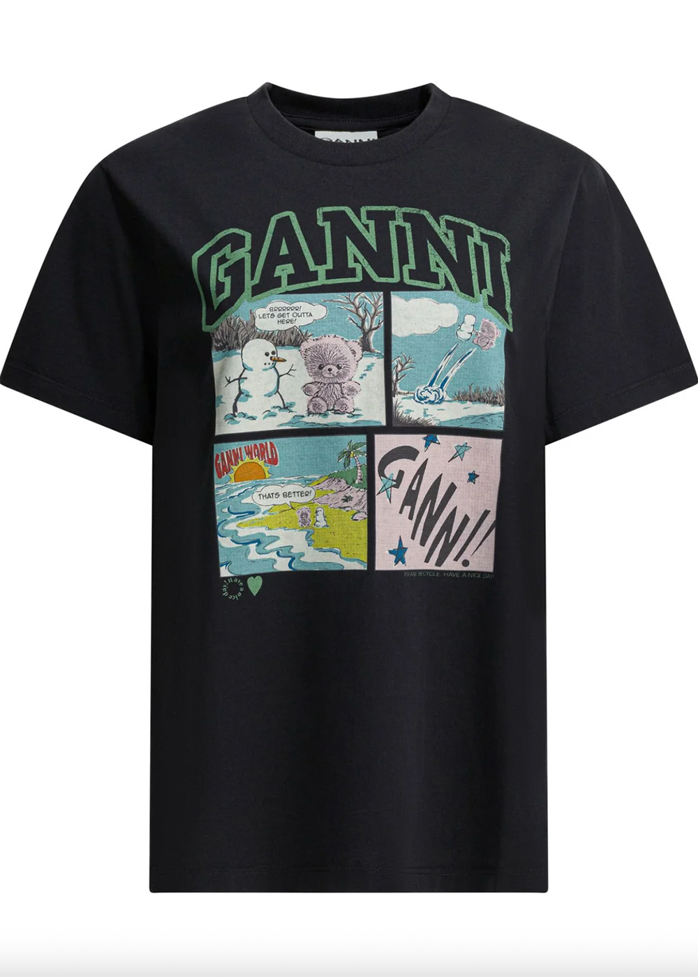 Basic Cotton Jersey Bear Comic Teddy T-Shirt - Phantom - GANNI Canada - Danali - A1050070