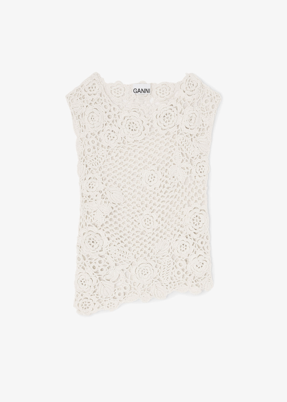 Cotton Crochet Knit Top - Egret - GANNI Canada - Danali - A1070128