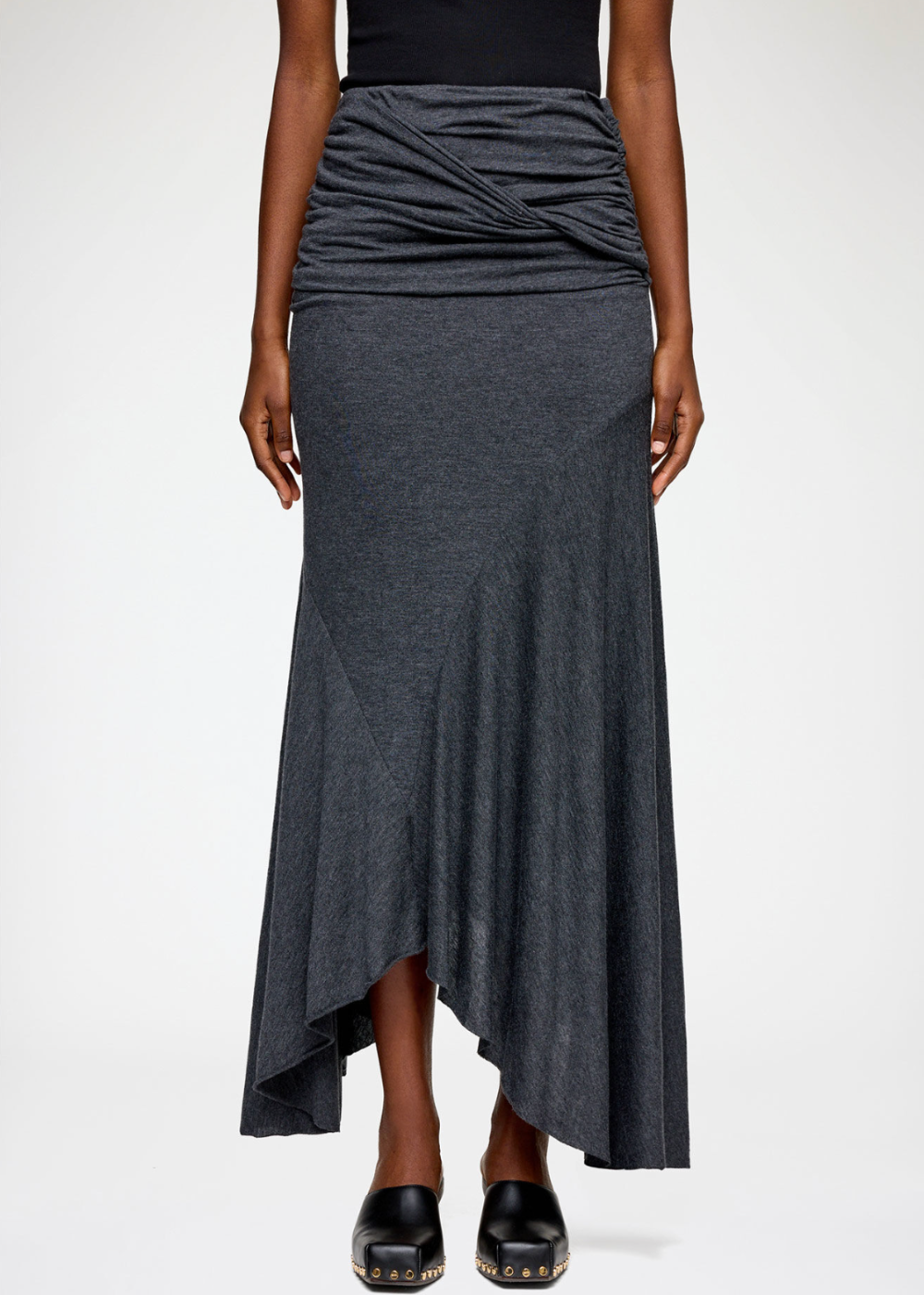 Modal Jersey Draped Long Skirt - Phantom - GANNI Canada - Danali - A1090101