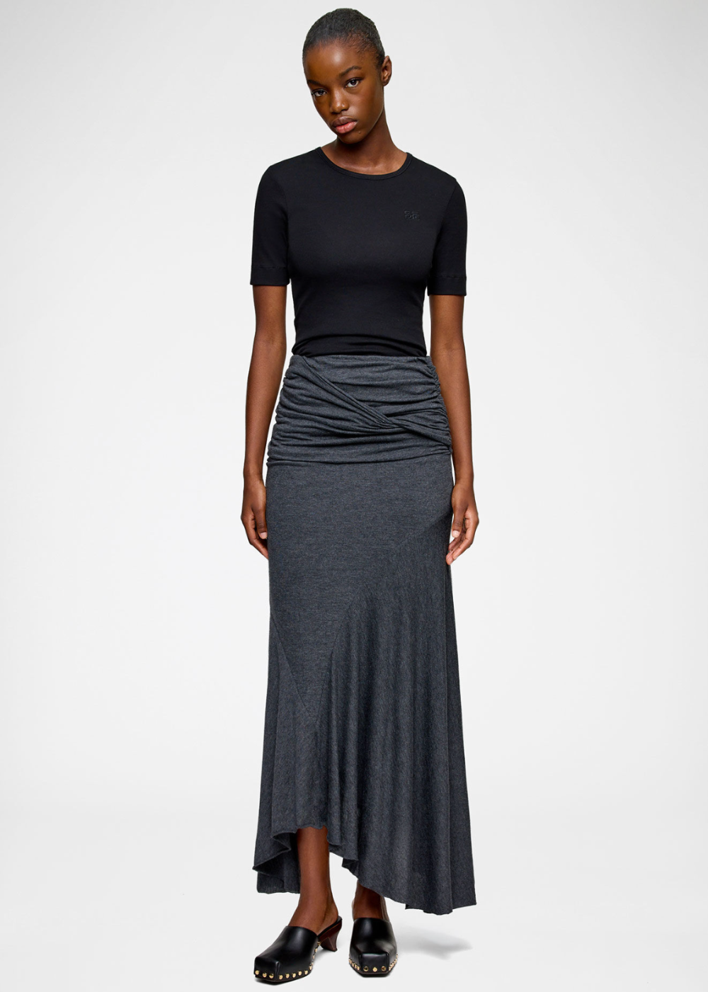 Modal Jersey Draped Long Skirt - Phantom - GANNI Canada - Danali - A1090101