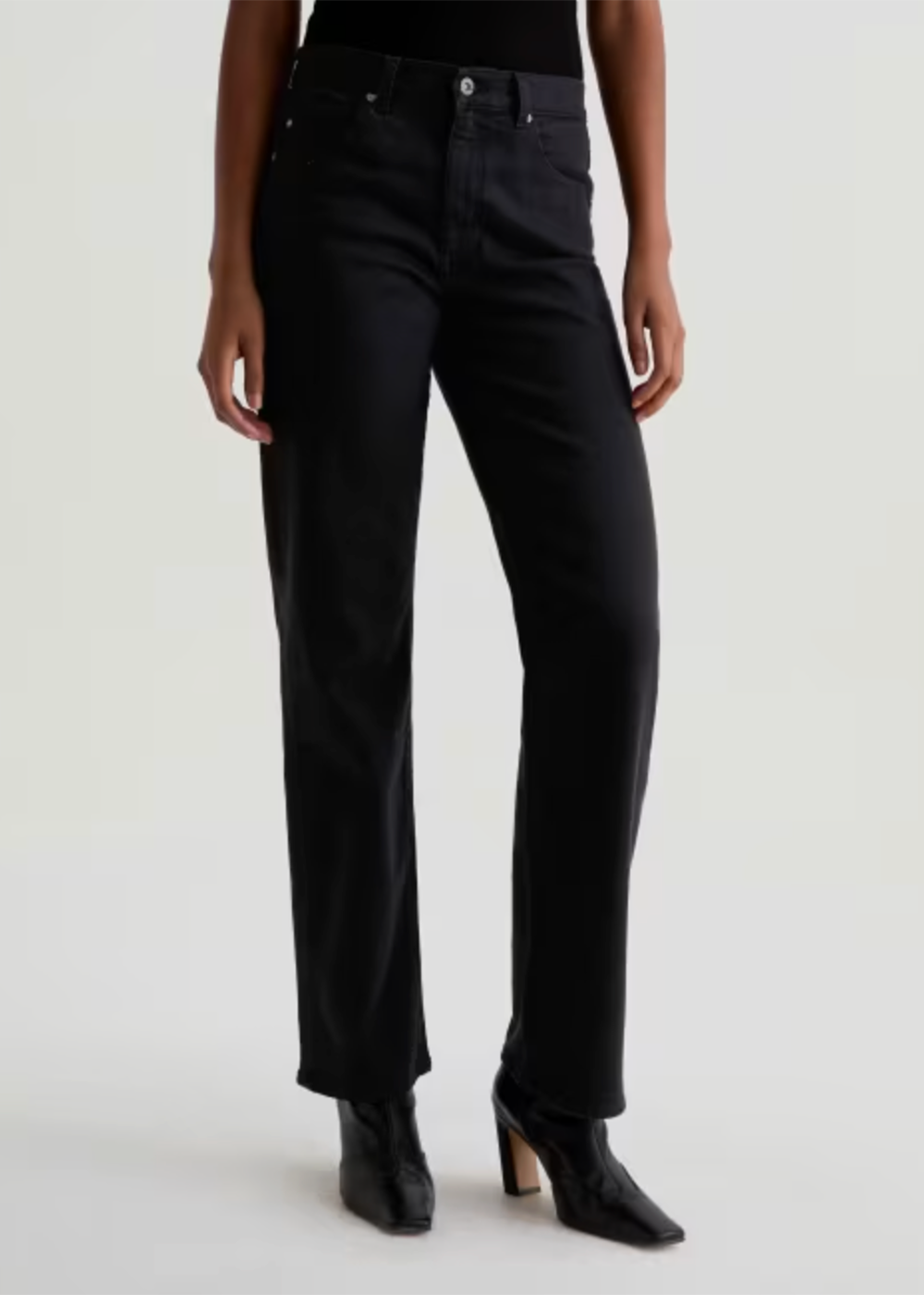 Brinley Mid Rise Straight Leg Jean - Super Black - AG Jeans Canada - Danali