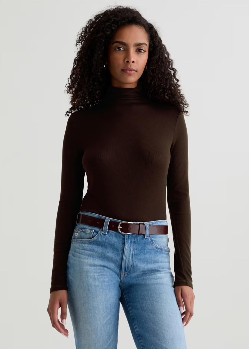 Chels Turtleneck T-Shirt - Coffee Bean - AG Jeans Canada - Danali