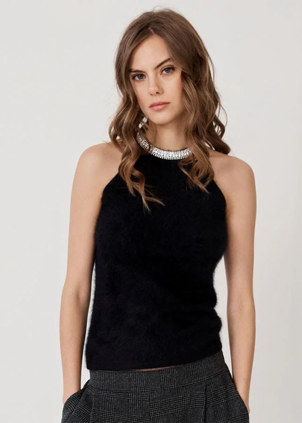 Banded Necklace Collar Halter Top - Night - Autumn Cashmere Canada - Danali