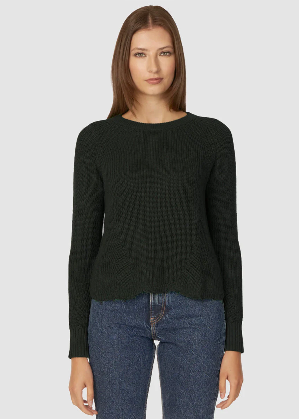Distressed Scallop Shaker Sweater - Juniper - Autumn Cashmere Canada - Danali