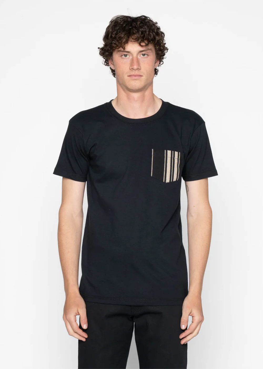 Pocket Tee Indigo Jacquard - Black - Naked and Famous Denim Canada - Danali - B03139520-BLK