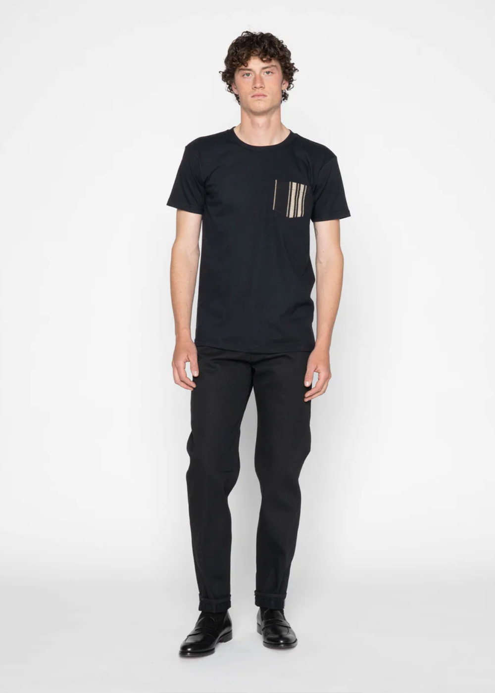 Pocket Tee Indigo Jacquard - Black - Naked and Famous Denim Canada - Danali - B03139520-BLK