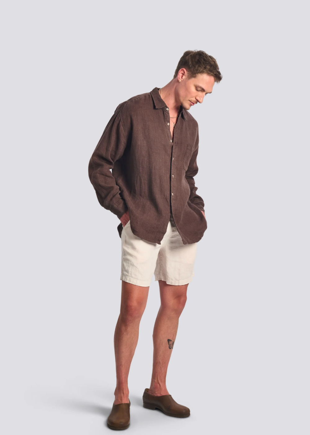 Espresso Linen Leisure Shirt - Brown - Bather Canada - Danali