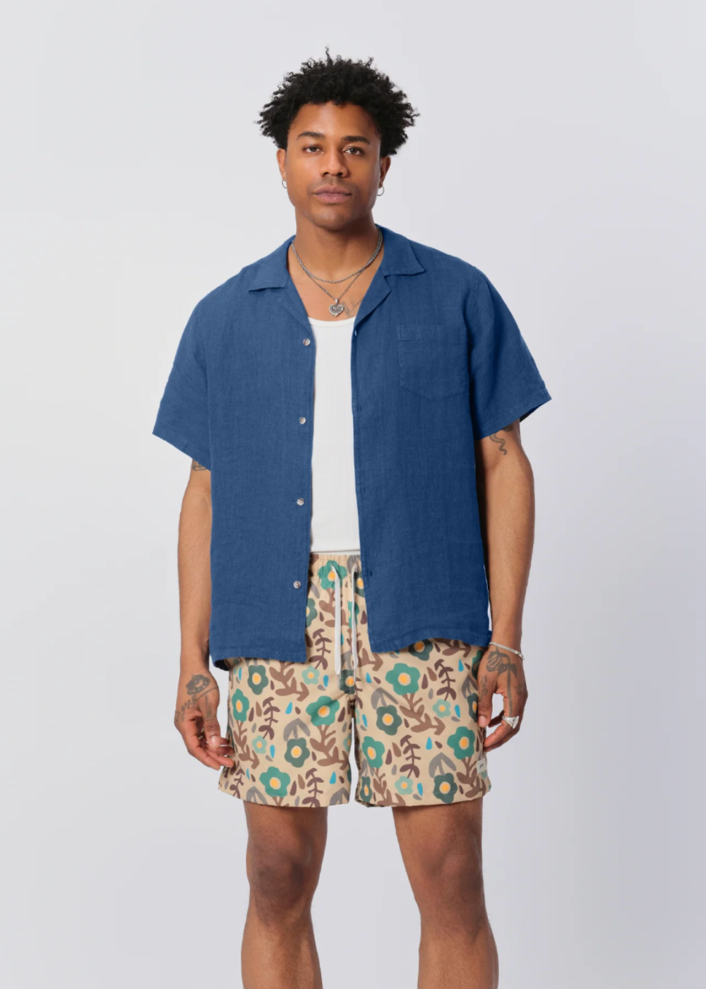 Linen Camp Shirt - Navy - Bather Canada - Danali