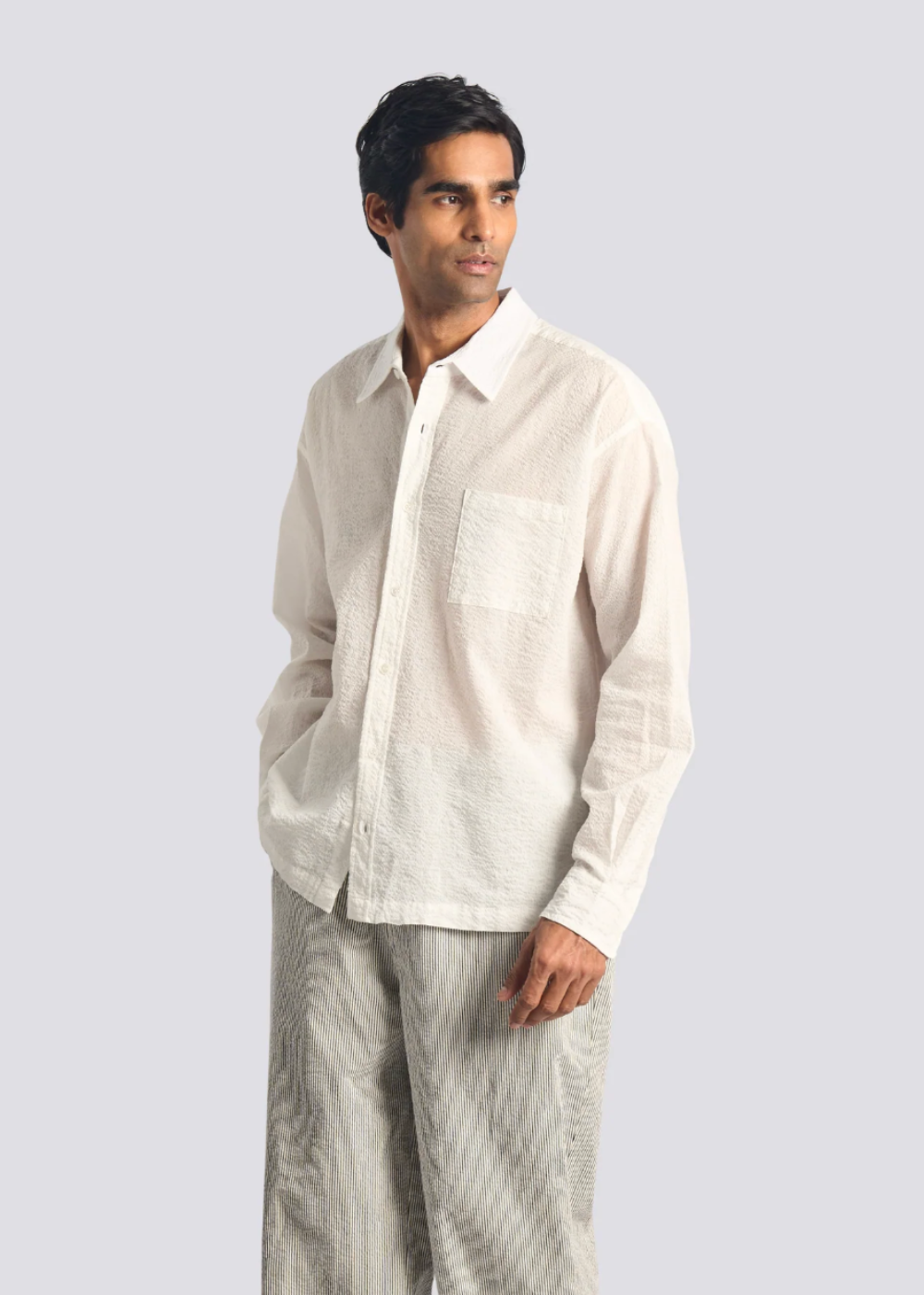 White Ripple Leisure Shirt - White - Bather Canada - Danali
