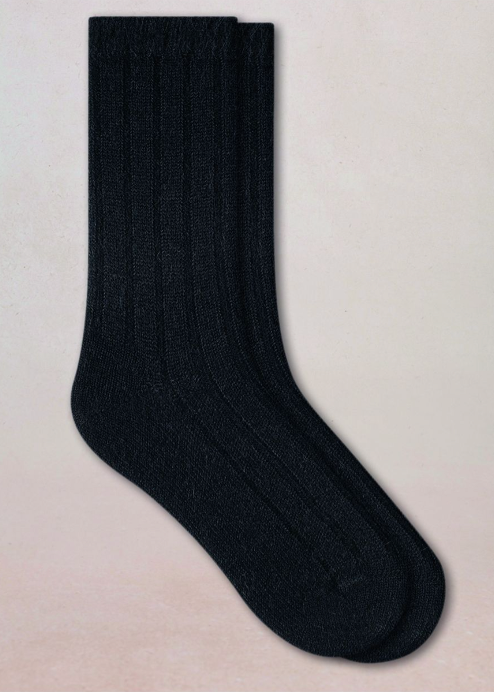 Ribbed Alpaca Wool Socks - Black - Bleuforet Canada - Danali