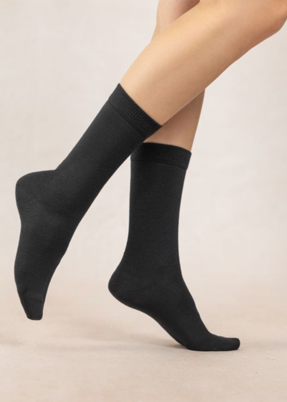 Wool & Silk Jersey Socks - Black - Bleuforet Canada - Danali