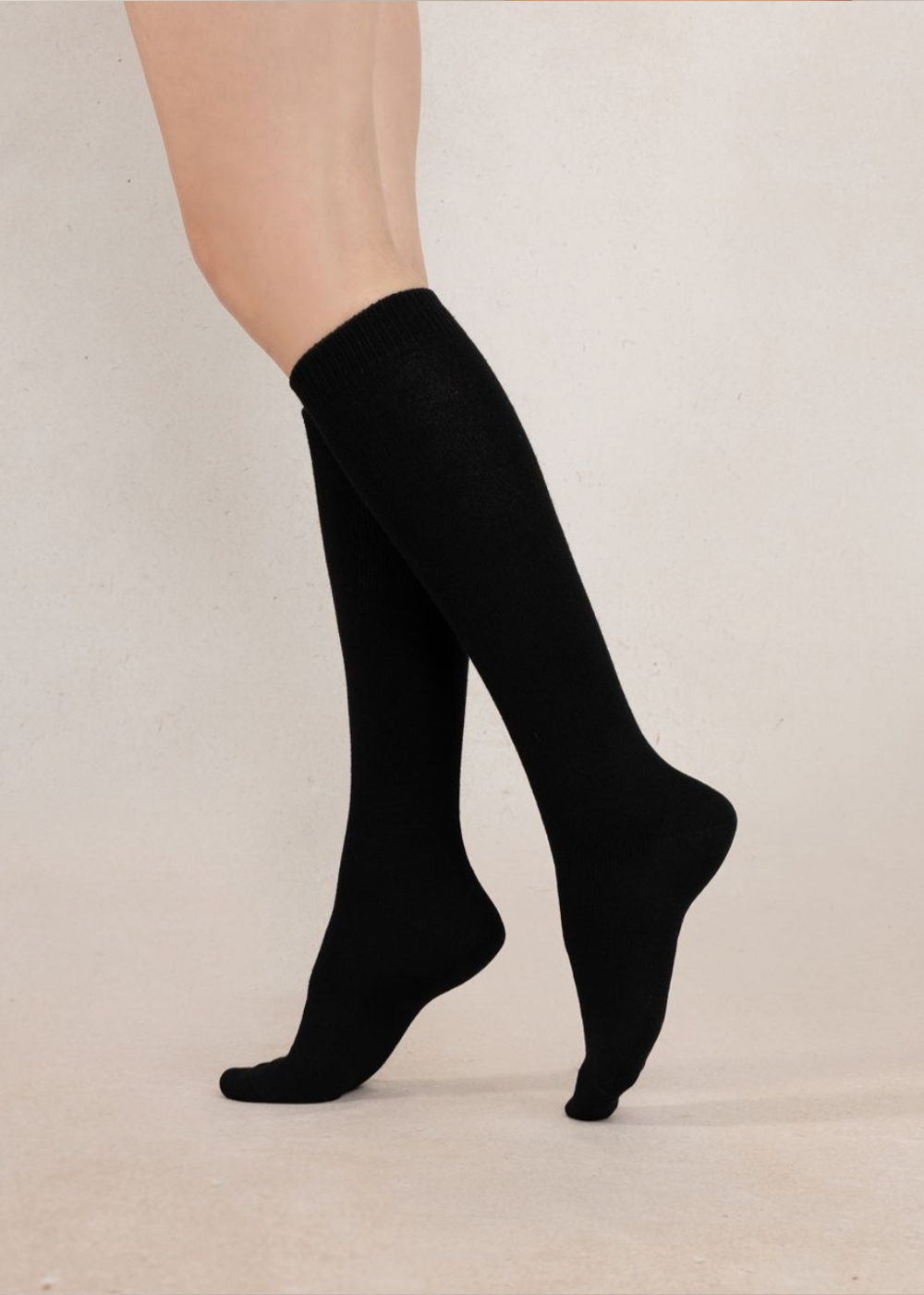 Wool and Cashmere Knee High Socks - Black - Bleuforet Canada - Danali