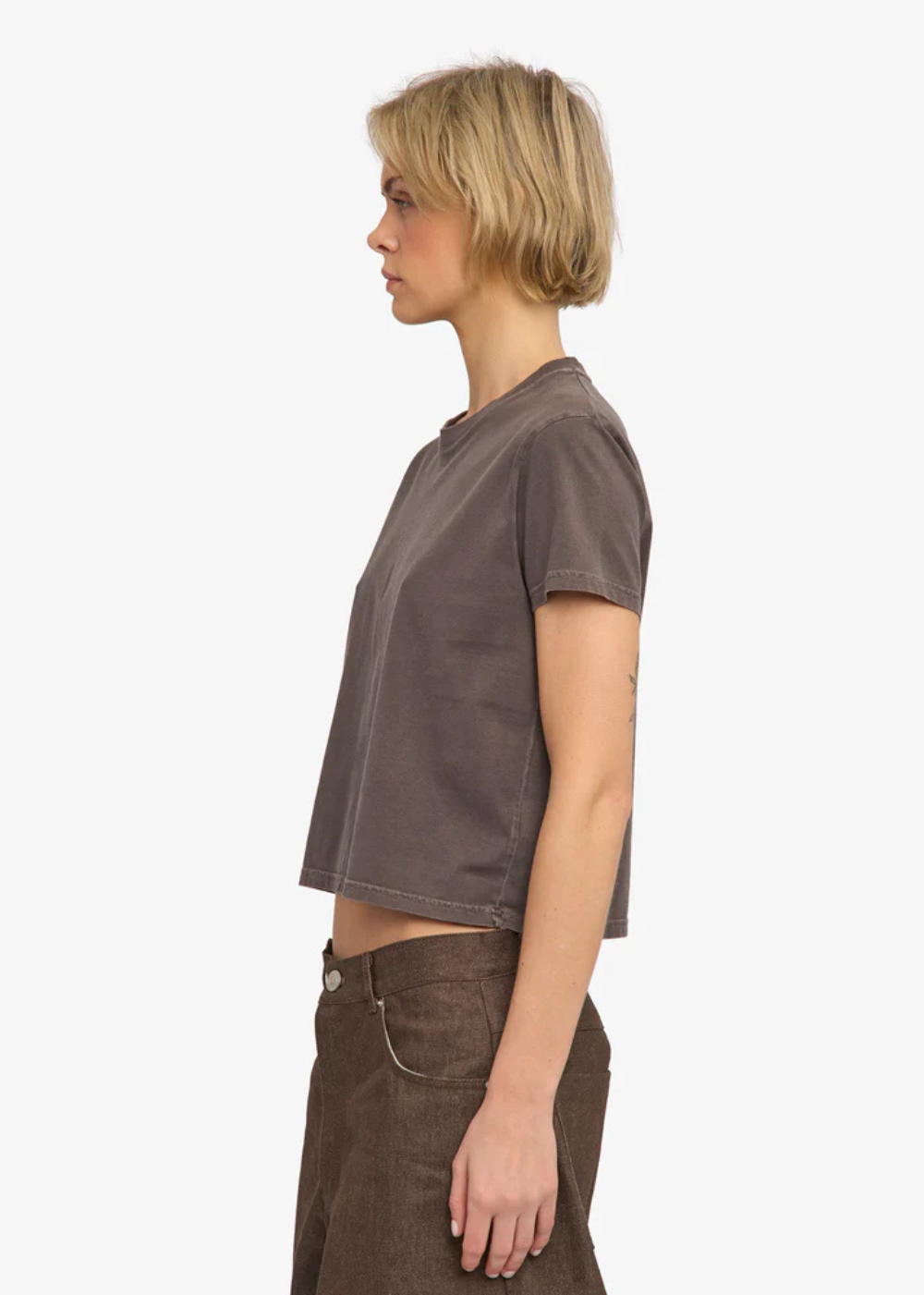 Organic Boxy Crop Tee - Faded Mud - Colorful Standard Canada - Danali - CS2057