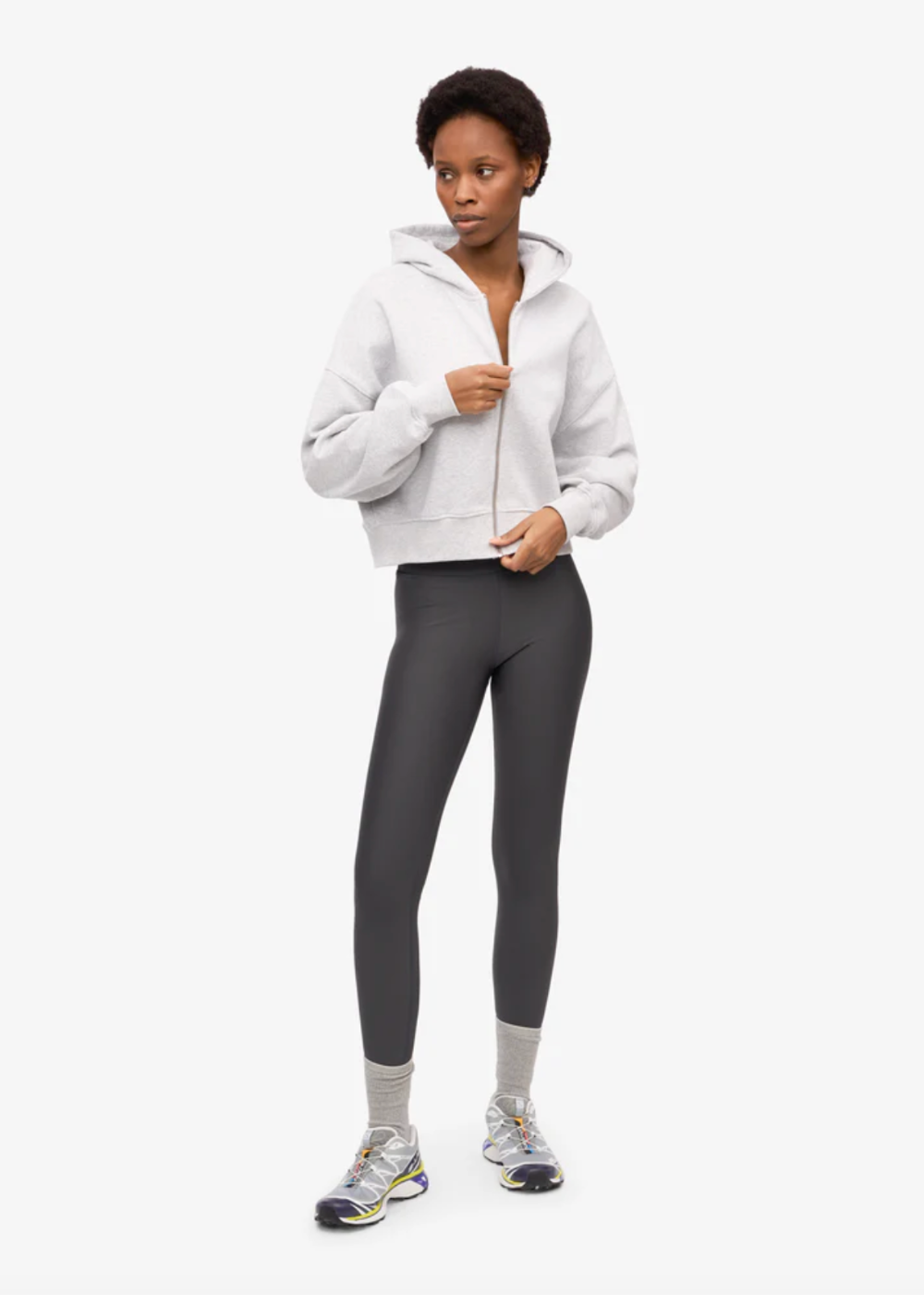 Organic Crop Zip Hoodie - Snow Melange - Colorful Standard Canada - Danali - CS2059