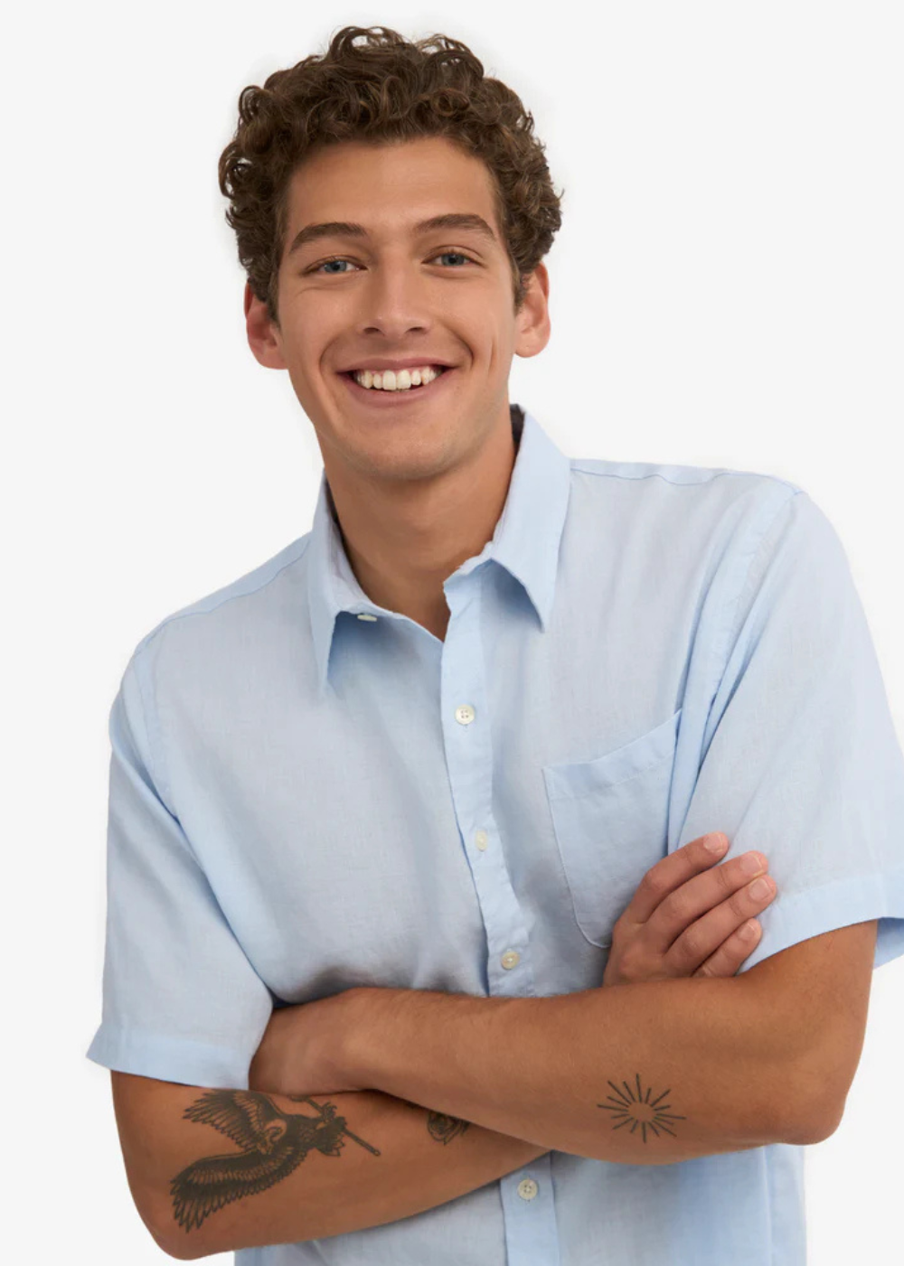 Linen Short Sleeve Shirt - Polar Blue - Colorful Standard Canada - Danali - CS4010 - 05