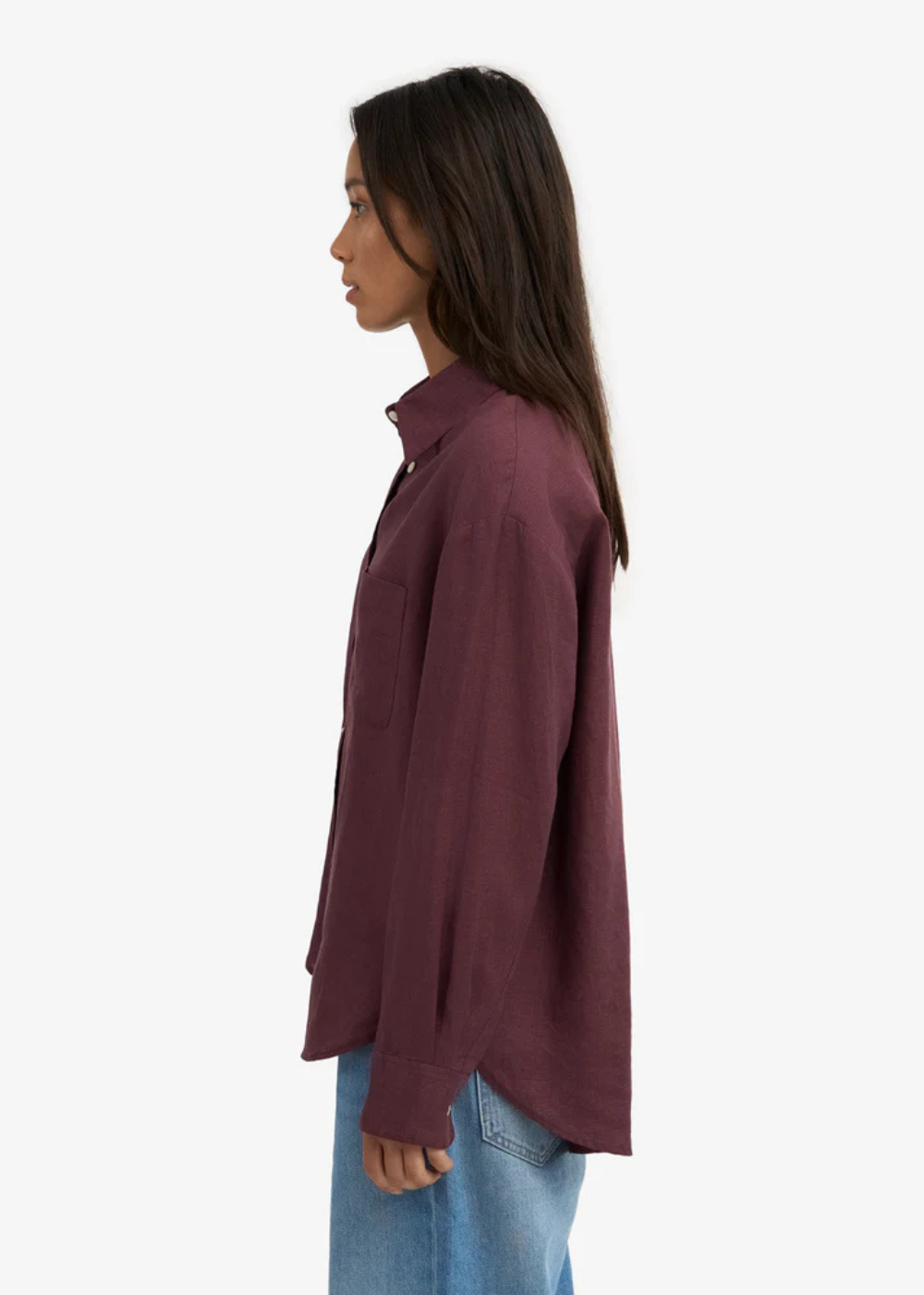 Linen Oversized Shirt - Oxblood Red - Colorful Standard Canada - Danali -CS4011 - 02