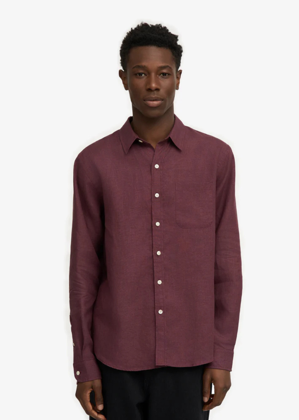 Organic Linen Shirt - Oxblood Red - Colorful Standard Canada - Danali -CS4012