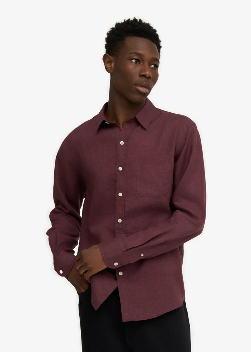 Organic Linen Shirt - Oxblood Red - Colorful Standard Canada - Danali -CS4012