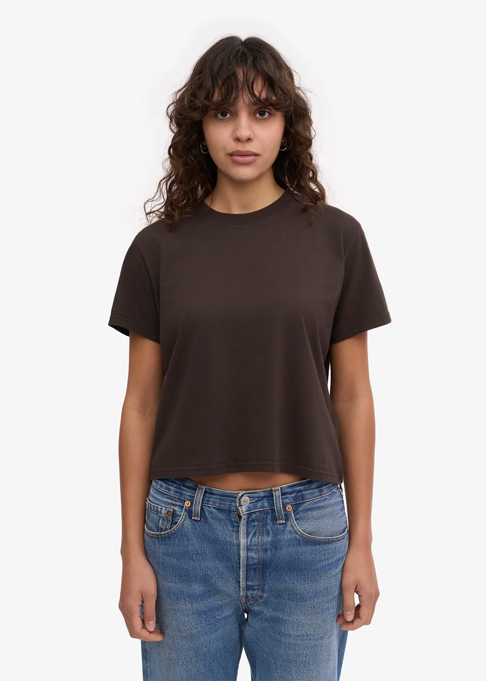 Organic Boxy Crop Tee - Coffee Brown - Colorful Standard Canada - Danali