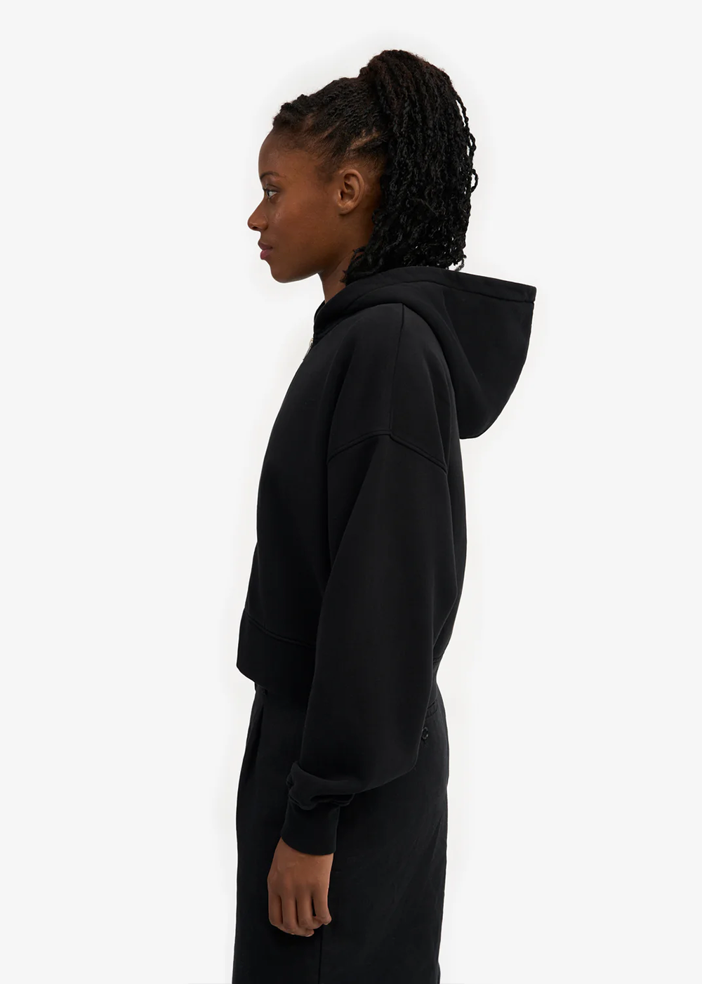 Organic Crop Zip Hood - Deep Black - Colorful Standard Canada - Danali