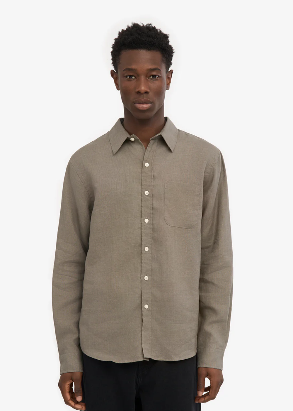 Colorful Standard Organic Linen Shirt Dusty Olive - Colorful Standard Canada - Danali