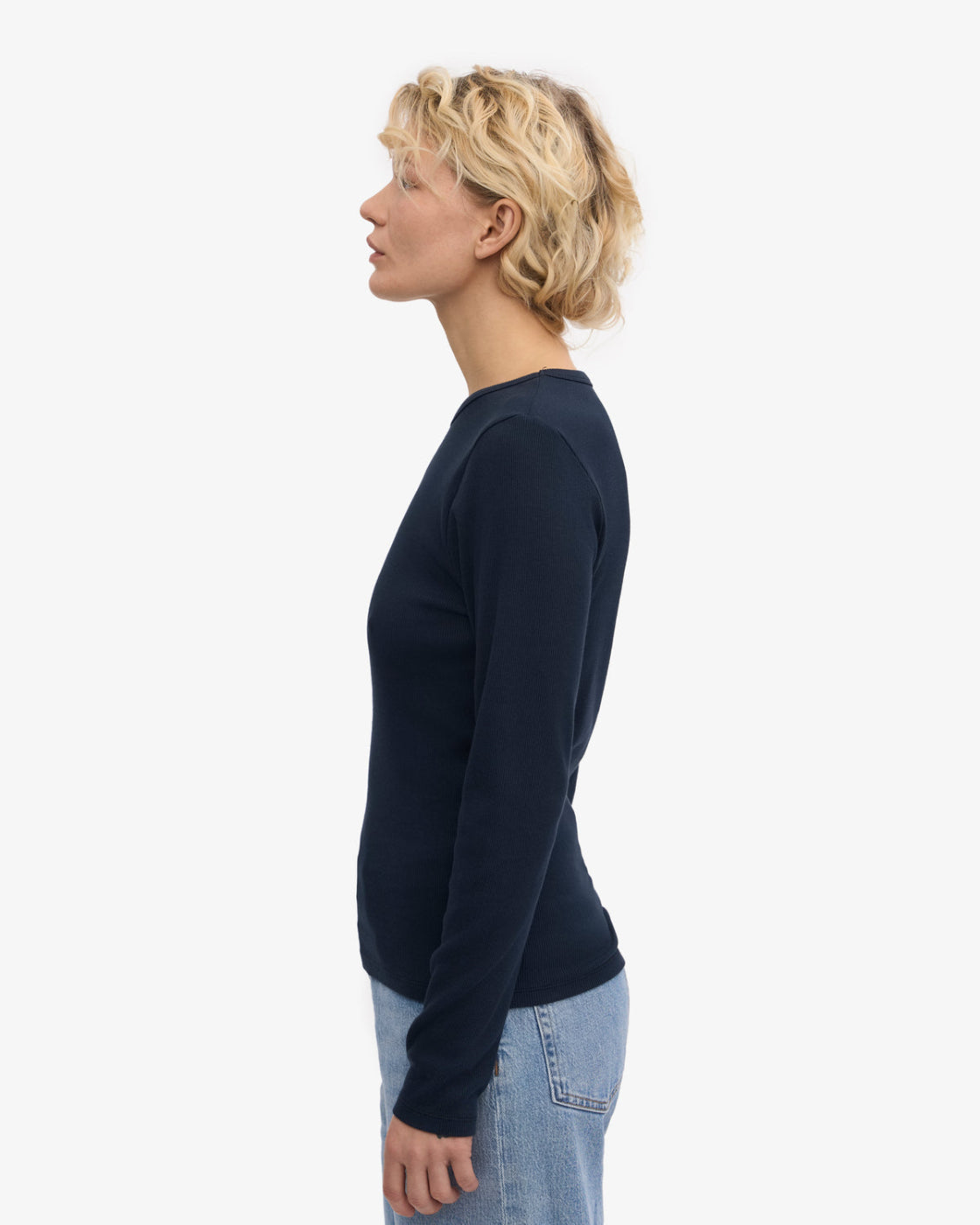 Organic Rib Long Sleeve T-Shirt - Navy Blue - Colorful Standard Canada - Danali