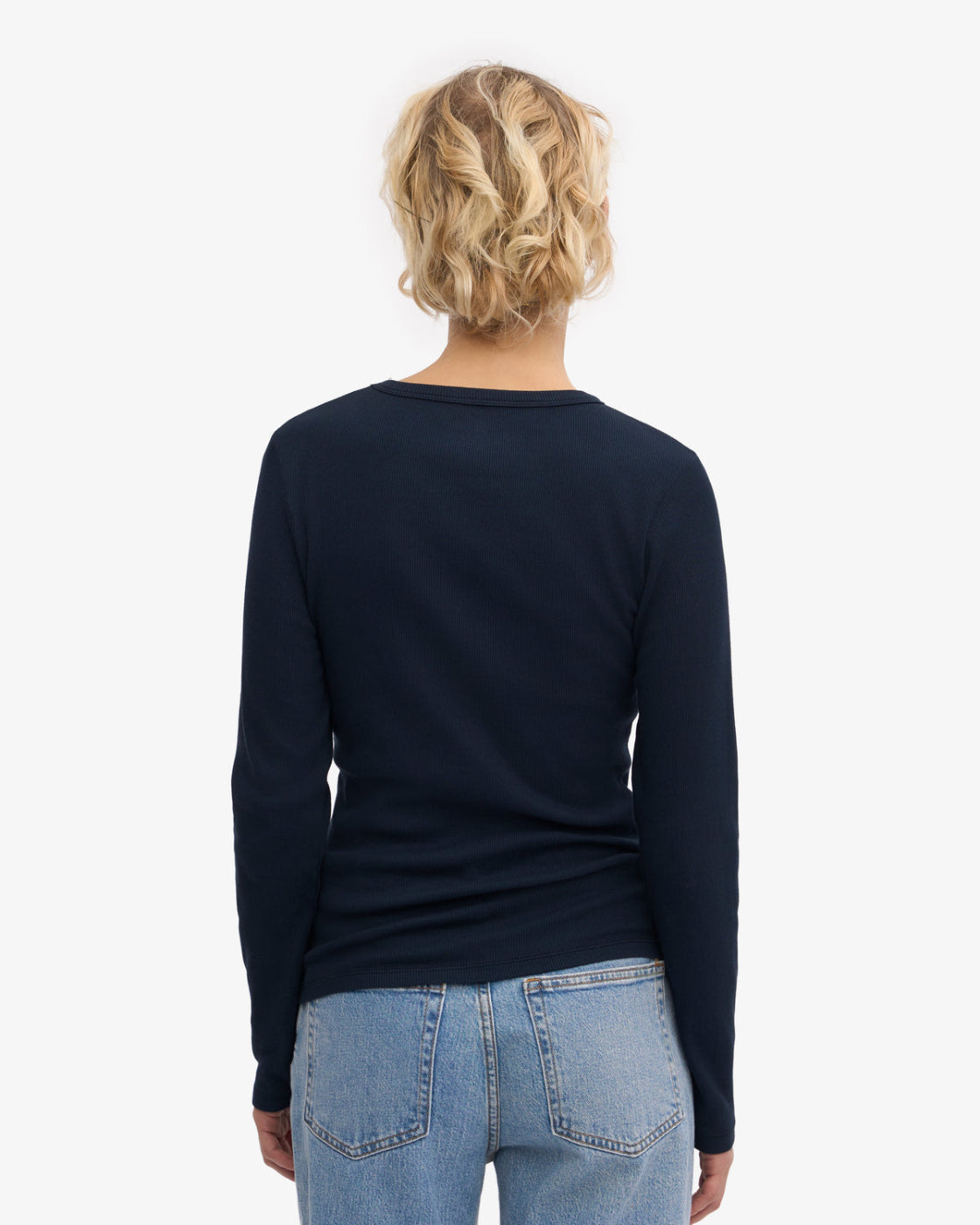 Organic Rib Long Sleeve T-Shirt - Navy Blue - Colorful Standard Canada - Danali