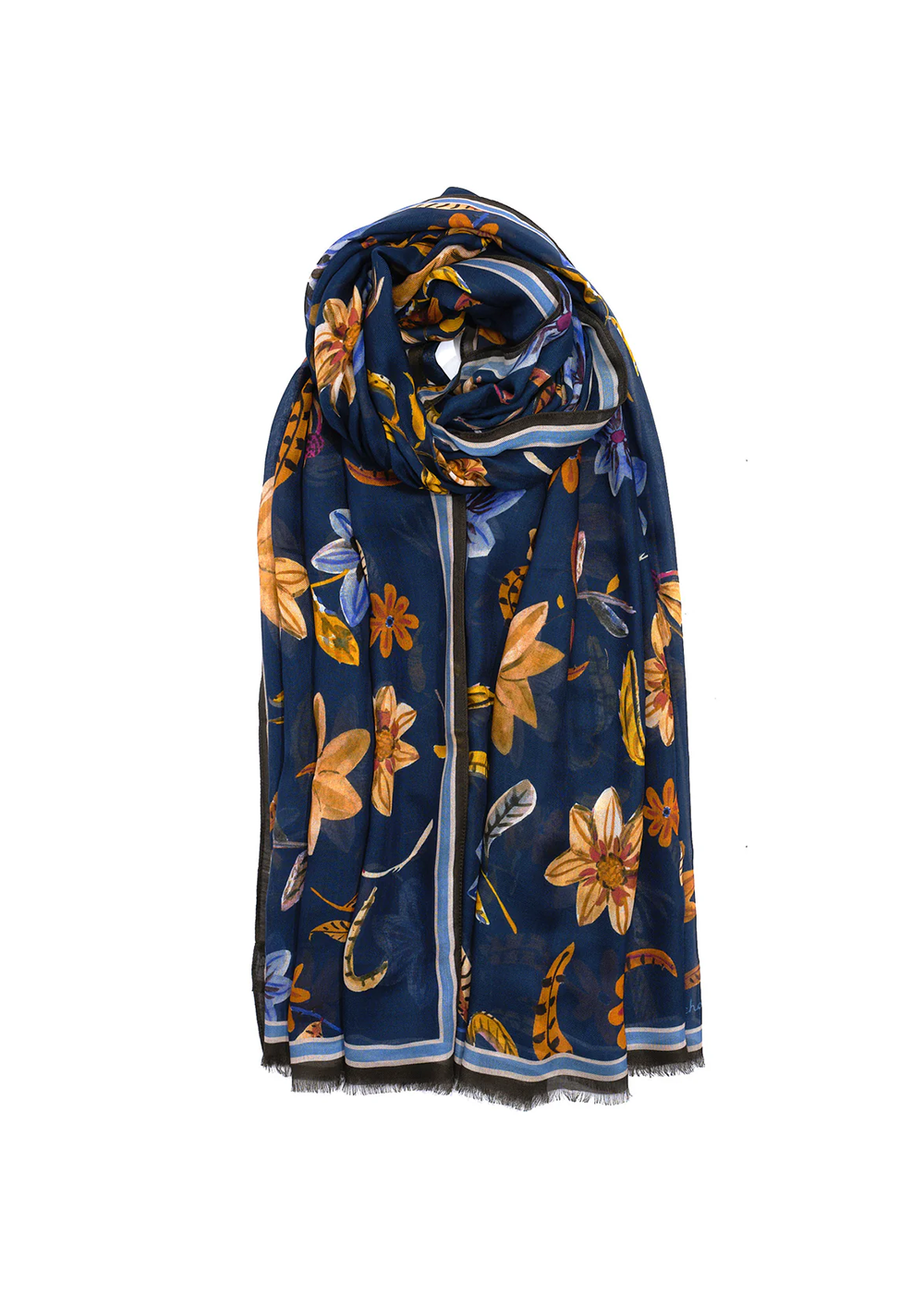 Autumn Floral Wrap Scarf - Navy - Echo Canada - Danali
