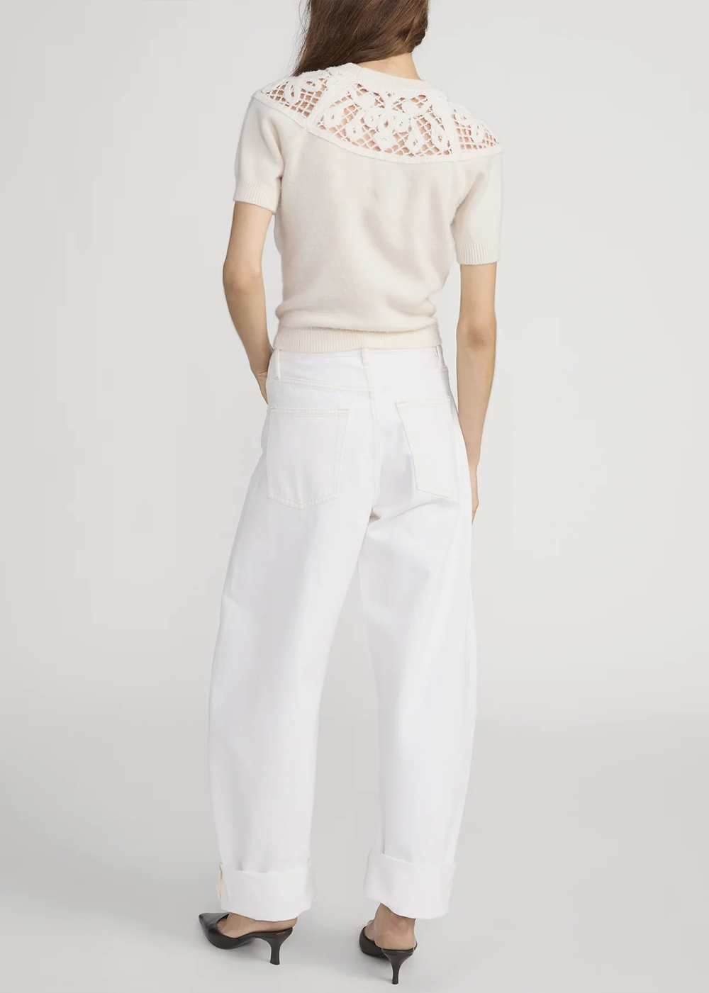 The Lace Gathered Sweater - Cream - FRAME Canada - Danali