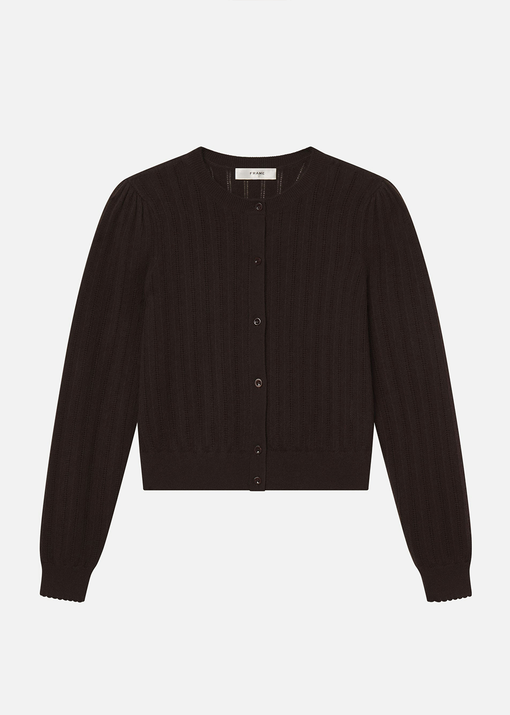 The Ladder Pointelle Cardigan - Coffee - FRAME Canada - Danali