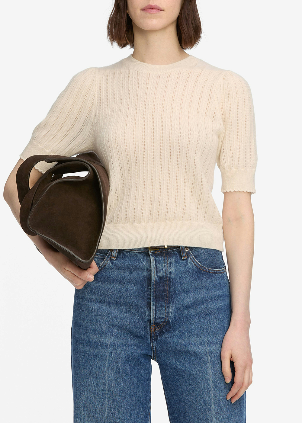 The Ladder Pointelle Sweater - Cream - FRAME Canada - Danali