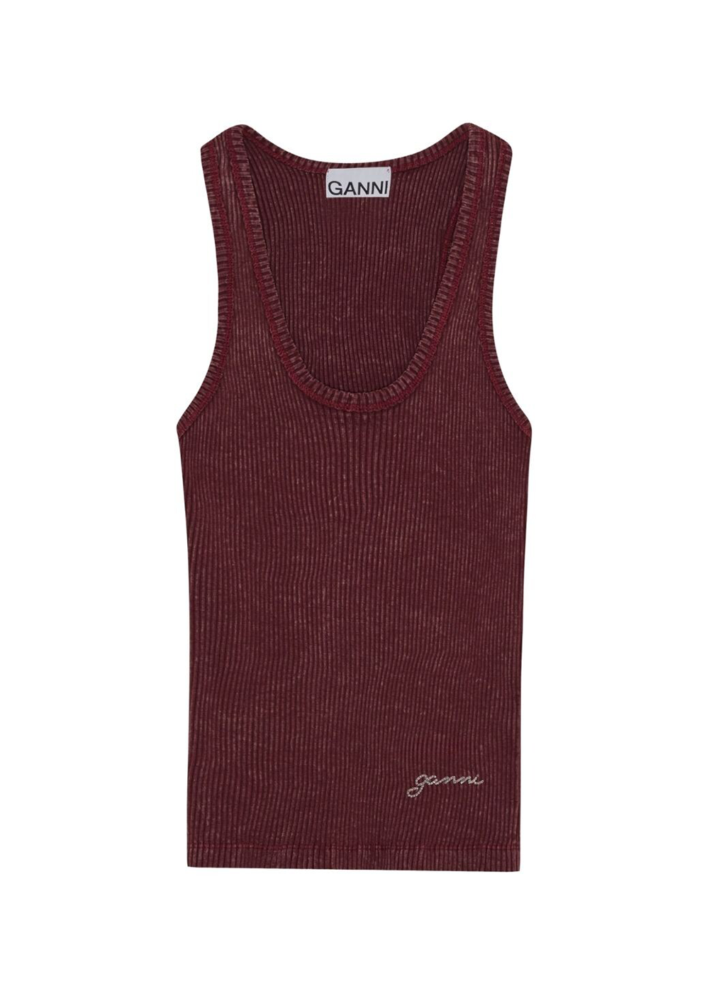 GANNI Heavy Rib Jersey Tank Top Port Royale - GANNI Canada - Danali