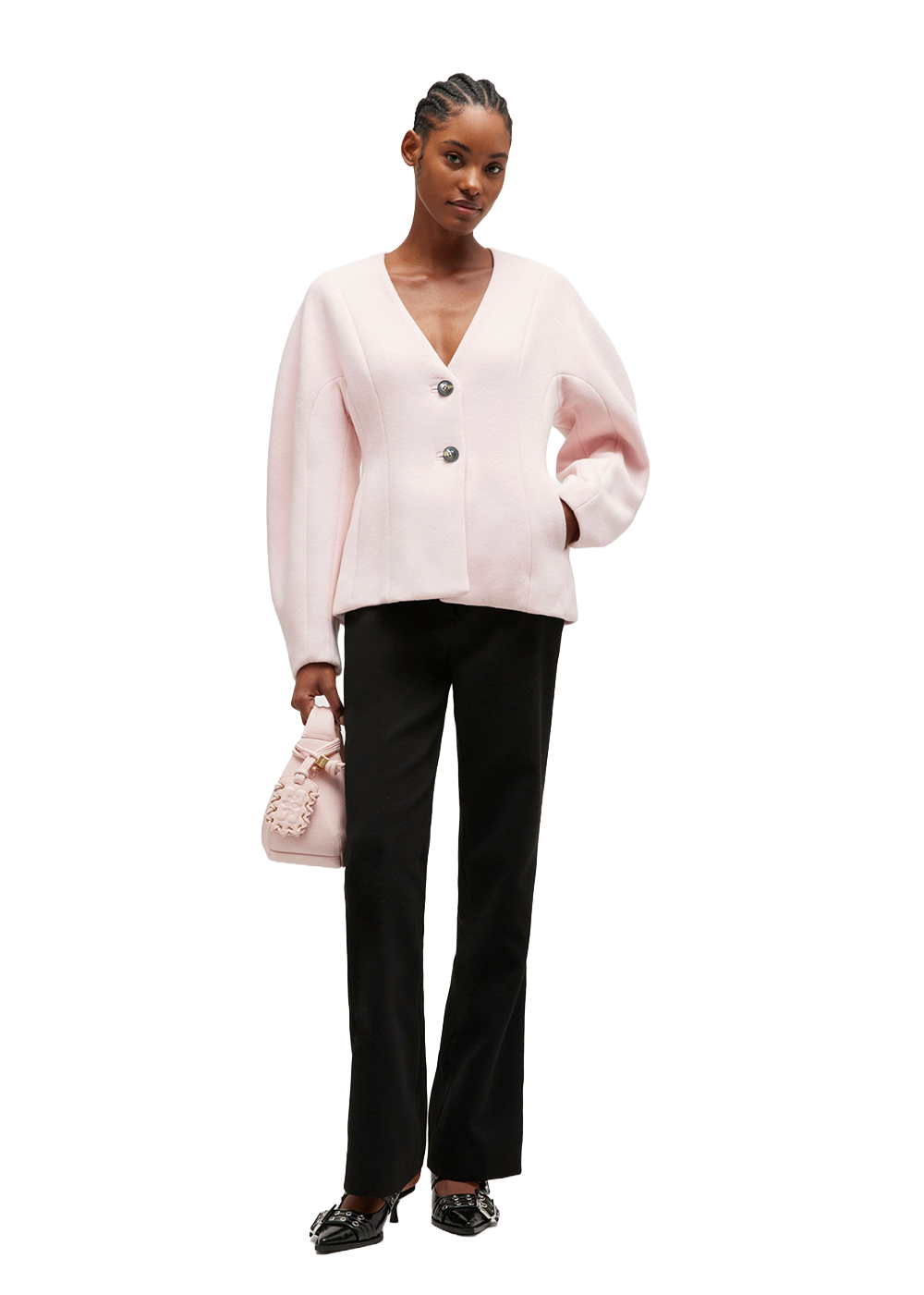 Peacoat Wool Fitted Blazer - Ballerina - GANNI Canada - Danali